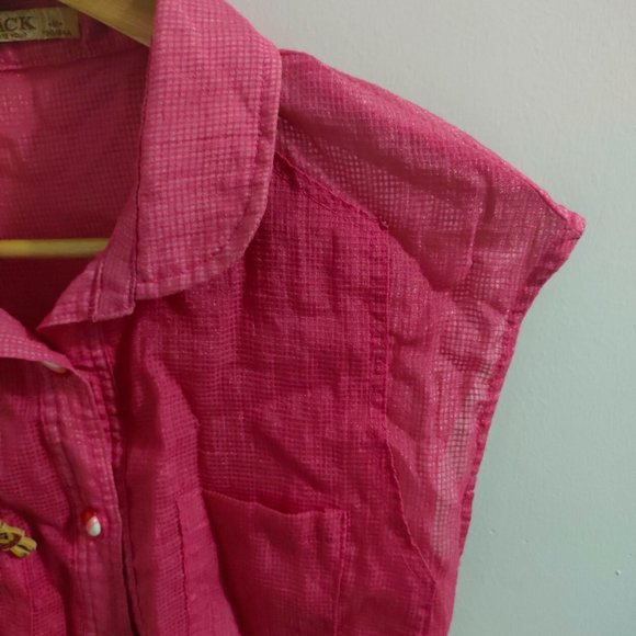 Razon Women Top Sleeveless Button Down Blouse Blouse Pink - Picture 5 of 6